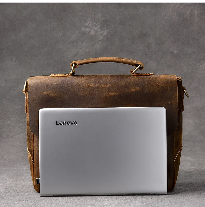 Premium Leather Messenger Bag - Soft Briefcase with Free Shipping | Elite Aviator Style