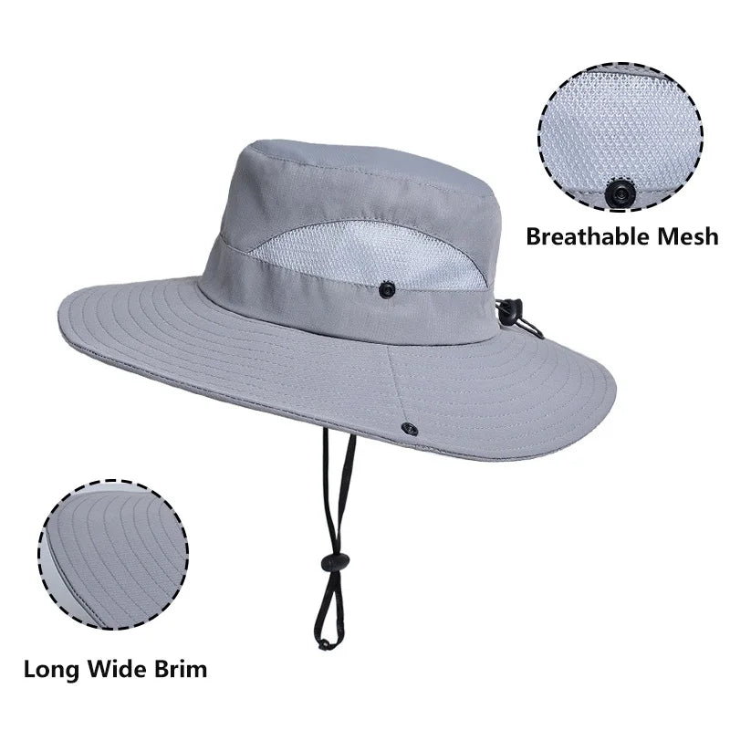 ** FREE SHIPPING** Summer UPF50+ Sun Hats For Women Men Breathable Mesh Boonie Hat Foldable UV Protection Hiking Fishing Hat Male Bucket Hats