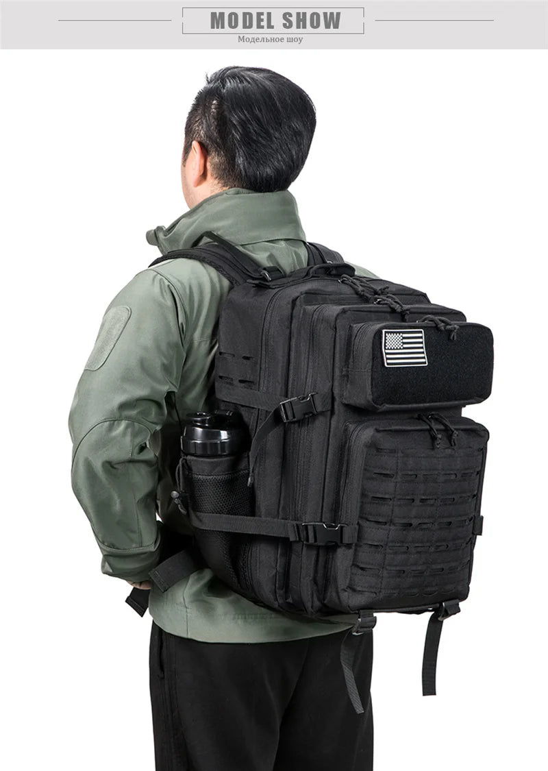 45L Molle Tactical Backpack Bag Hunting MOLLE Backpack GYM For Men EDC Outdoor Hiking Survival Rucksack Witch Bottle Holder