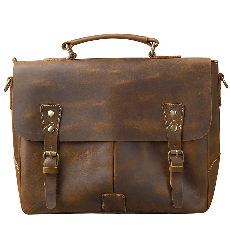 Premium Leather Messenger Bag - Soft Briefcase with Free Shipping | Elite Aviator Style