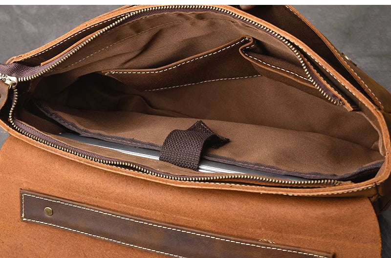 Premium Leather Messenger Bag - Soft Briefcase with Free Shipping | Elite Aviator Style
