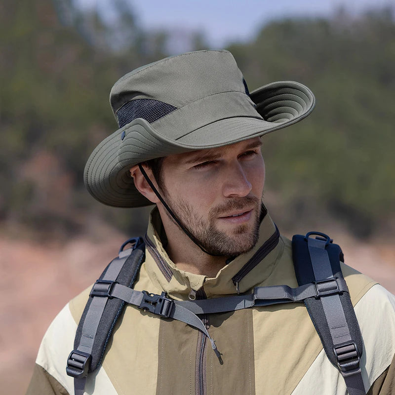 ** FREE SHIPPING** Summer UPF50+ Sun Hats For Women Men Breathable Mesh Boonie Hat Foldable UV Protection Hiking Fishing Hat Male Bucket Hats