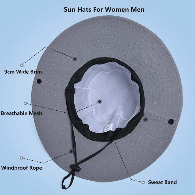 ** FREE SHIPPING** Summer UPF50+ Sun Hats For Women Men Breathable Mesh Boonie Hat Foldable UV Protection Hiking Fishing Hat Male Bucket Hats